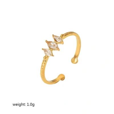 Afbeelding van Ring Ruitvorm OneSize Goud RVS Ringen Set