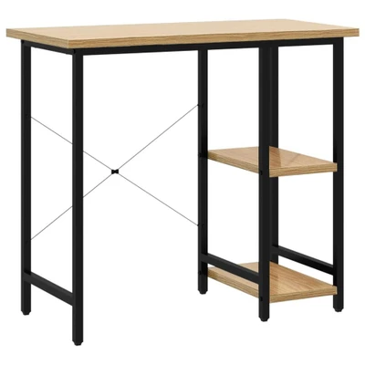 Afbeelding van vidaXL Computerbureau 80x40x72 cm MDF metaal zwart lichteikenkleurig