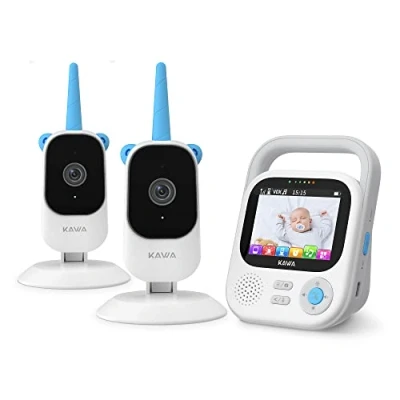 Afbeelding van KAWA Baby Monitor with 2 Cameras, Video Camera and Night Vision, 2.8 Screen, 5050mAh Battery Recording, Way Talk, 4X Zoom, 6 Lullabies, Portable