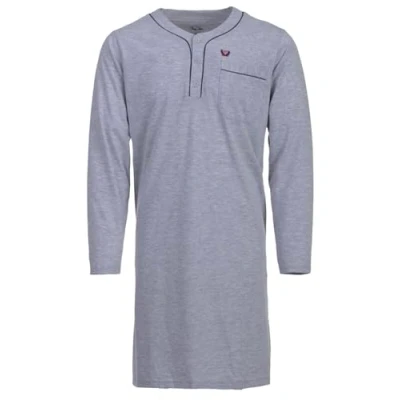 Afbeelding van Henry Terre Nachthemd heren lange mouwen effen borstzak knoopsluiting maat M 3XL, lichtgrijs, 3XL