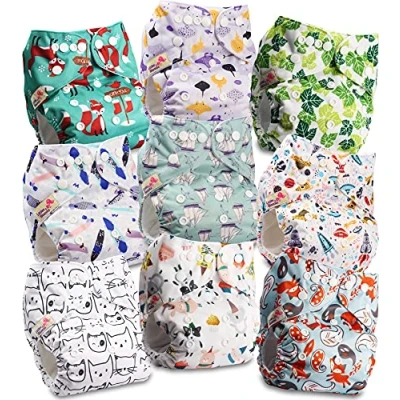 Afbeelding van Littles and Bloomz Herbruikbare baby pocketluier, standaard drukknoop, 9 luiers, FLP2 0907