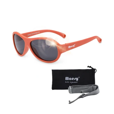 Afbeelding van Maesy baby zonnebril Joya 0 2 jaar flexibel buigbaar verstelbaar elastiek gepolariseerde UV400 bescherming jongens en meisjes babyzonnebril ovaal terracotta brique