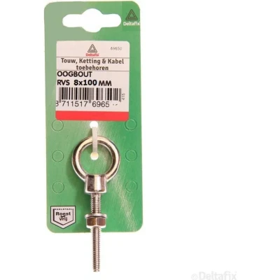 Afbeelding van Deltafix ringschroef draad lang r.v.s. a4 100mm x 8 mm 1 st.