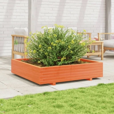Afbeelding van Plantenbak 110x110x26,5 cm massief grenenhout wasbruin