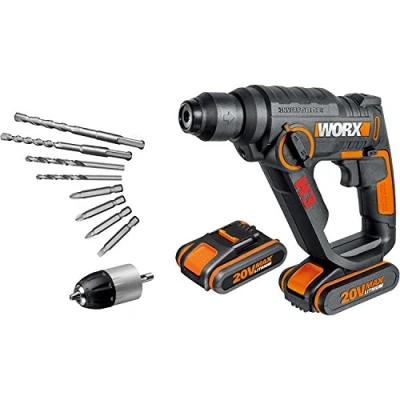 Afbeelding van Worx Wx390.1 Boorhamer Sds Plus, 1,2 Joule Slagenergie, 2 Li Ion Accu&#039;s, 20V, Zwart/Oranje