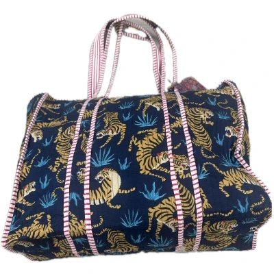 Afbeelding van HS Big Shopper Night Tiger Stoere navy tas met tijgerprint