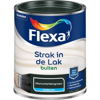 Afbeelding van flexa strak in de lak buitenlak zijdeglans 1036 monumentengroen 0.75 ltr