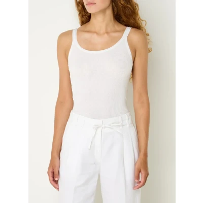 Afbeelding van Rosemunde ribgebreide singlet met zijde offwhite