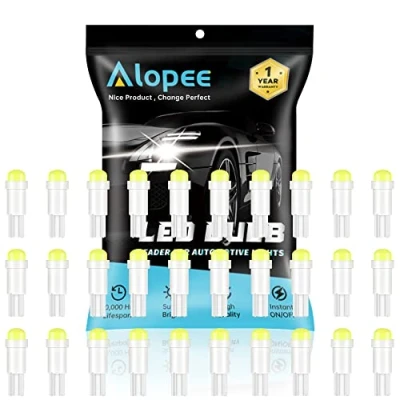 Afbeelding van Alopee 30 Pack T5/74 73 2723 2721 286 1 SMD 12V 20Lums Witte LED Auto Gloeilampen Dashboard Richtingaanwijzer