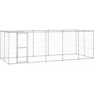 Afbeelding van vidaXL Hondenkennel met dak 12,1 m² gegalvaniseerd staal