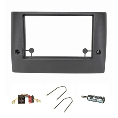 Afbeelding van tomzz Audio 2414 056 Dubbele Din radio installatie frame Set geschikt voor Fiat Stilo jaar 2001 2008 antraciet zwart met adapter iso, antenne iso Din, ontgrendelingsbeugel