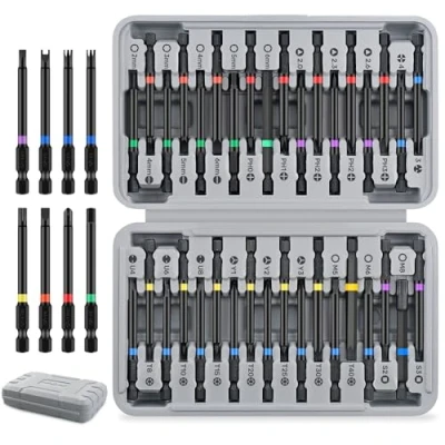 Afbeelding van Hi Spec 36 dlg 75 mm Lange Zeskant Schacht Schroevendraaier Bitset Met Beveiligde Torx, Vierkant &amp; XZN Bits