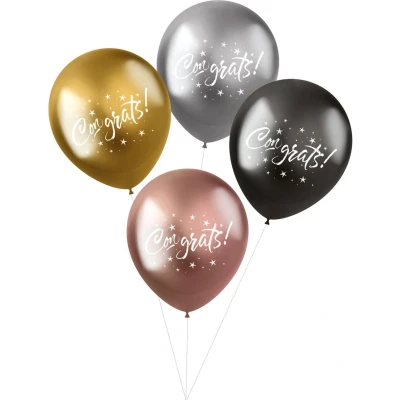 Afbeelding van Folat ballonnen Shimmer &#039;Congrats!&#039; Electrum 33 cm 4 stuks