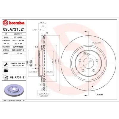 Afbeelding van Brembo Remschijf 09.A731.21