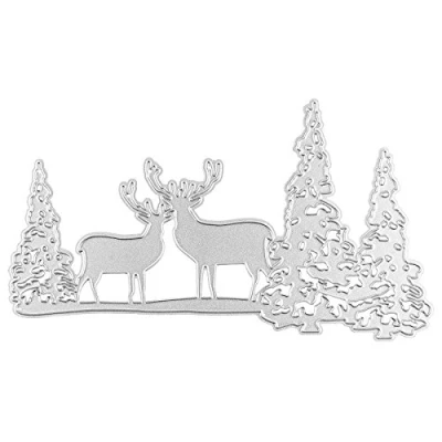 Afbeelding van Ideen mit Herz Stanssjabloon, hert in het bos, 14,7 cm x 7,9 cm, geschikt voor gangbare stansmachines, sjabloon vormgeven van kaartopleggers, wenskaarten, Kerstmis, adventstijd, jacht