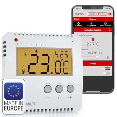 Afbeelding van Elektrobock Smart PT14 P WIFI, wifi thermostaat, verwarmingsbesturing via app, opbouwmontage, 16 A, wit, klein