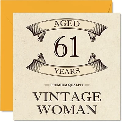Afbeelding van Vintage 61e verjaardagskaarten voor vrouwen leeftijd 61 jaar leuke verjaardagskaart mama zus vrouw vriendin oppas oma tante, 145 mm x dames wenskaarten,