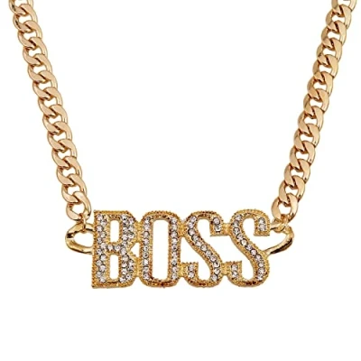 Afbeelding van Liitata BOSS Letters Ketting Hanger Gouden Vergulde Hip Hop voor Mannen Vrouw Mardi Gras Carnaval Party