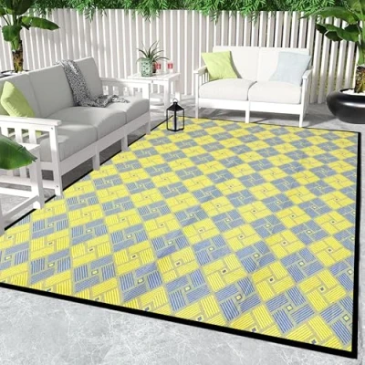 Afbeelding van Sovima Outdoor Tapijten, 210x150cm, Picknick Deken, Kunststof Stro Tapijt, Omkeerbare Vloer Mat, UV Bestendig, Camping Gerecycled Tapijt voor Patio, Tuin, Balkon, Strand, RV Veranda, Dek