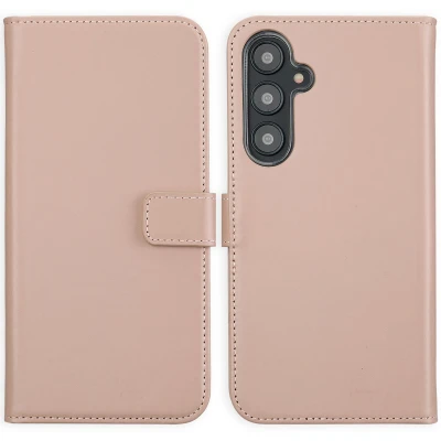 Afbeelding van Samsung Galaxy S24 FE Hoesje Echt leder Selencia Bookcase Roze Telefoonhoesje