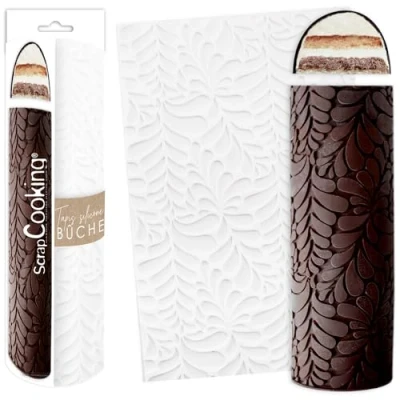 Afbeelding van ScrapCooking Blokmat van siliconen &quot;Ondine&quot; 3D in reliëf 28,3 x 18 cm professionele kwaliteit bakken, dessert, originele taart met recept wit 2975