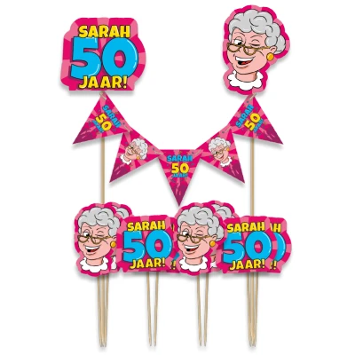 Afbeelding van Paperdreams Taartdecoratie set Sarah 9 stuks