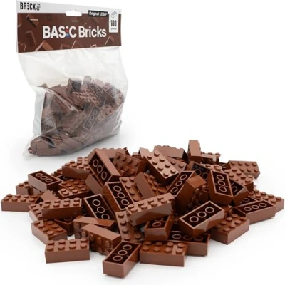 Afbeelding van Lego stenen Classic, roodbruin, 2 x 4 bouwstenen, 100 stuks losse onderdelen starterset of uitbreiding voor box en plaat Basic Bricks (3001)