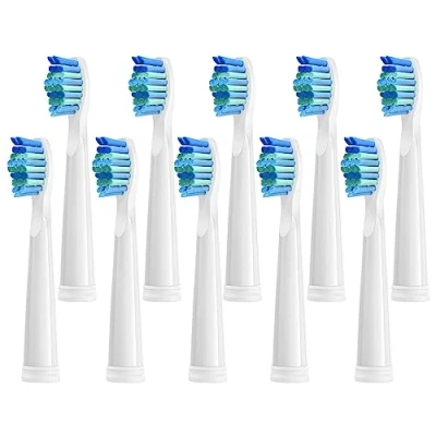 Afbeelding van Reserveborstels, 10 stuks, compatibel met Fairywill D7/D8/FW507/FW508/FW551/FW2011/FW917/FW959/FW515/seago SG E9 elektrische tandenborstel, zachte borstelharen, vervangende kop (wit)