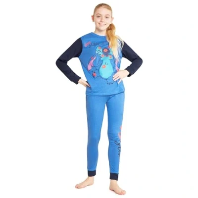 Afbeelding van Disney Lilo en Stitch pyjama voor meisjes, lang, kinderpyjama meisjes van 6 14 jaar, in tweedelige set, blauw, 9 10 Jaar