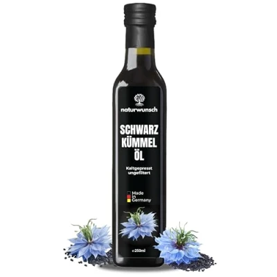 Afbeelding van naturwunsch Zwarte komijnolie 250 ml, ongefilterd, koudgeperst, vers uit Duitsland 100% pure Nigella Sativa olie
