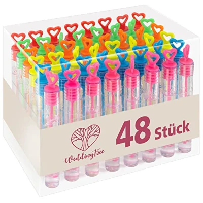Afbeelding van WeddingTree Bellenblaas bruiloftset in regenboogkleuren met hartvormige greep hartallerliefbst voor bruiloft, doop, verjaardag, gouden verloving, Valentijnsdag, gastgeschenk feest