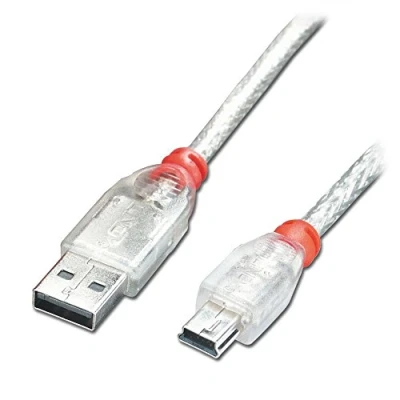 Afbeelding van Lindy 41781 0.5m USB A Mini B Rood, Zilver, Doorschijnend kabel