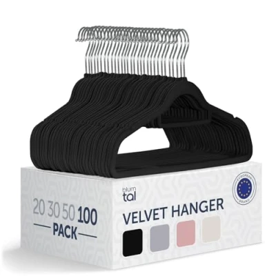 Afbeelding van Blumtal Kledinghangers Velvet Fluweel Zwart Set van 100