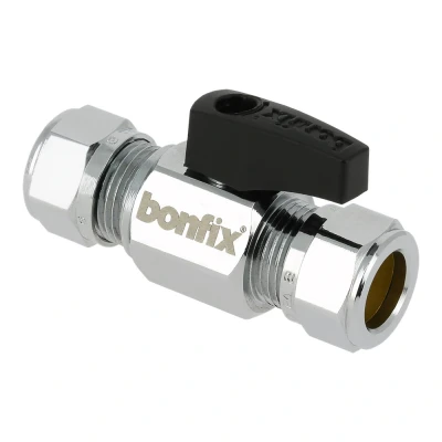 Afbeelding van BONFIX kogelkraan 2 x knel chroom met knop bediening