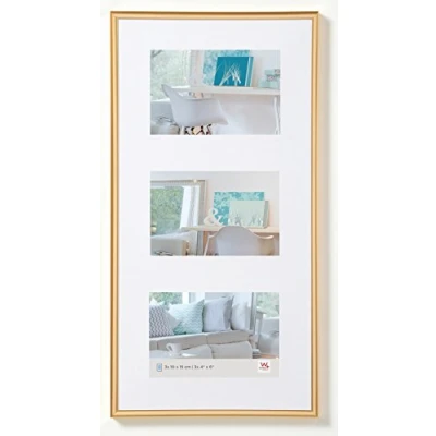 Afbeelding van Walther Design New Lifestyle Kunststof Fotolijst Drieluik Fotomaat 15x10cm Goud