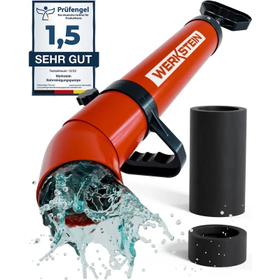Afbeelding van WERKSTEIN Hogedrukreiniger Afvoerreiniger I Hoogwaardige Ontstopper Pomp Snel en effectief Lei dingen Ontstoppen Incl. 2 Opzetstukken Made in Germany