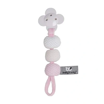 Afbeelding van Baby&#039;s Only Gebreid speenkoord Fopspeenkoord Fopspeenketting Classic Roze/Baby Roze/Wit Baby cadeau