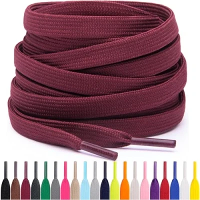 Afbeelding van Miscly Platte Schoenveters, Meerdere Lengtes en Kleuren Beschikbaar (Bordeauxrood, 69 cm)