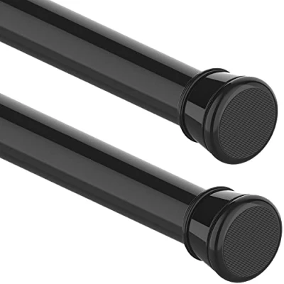 Afbeelding van Douchestang, 2 stuks, zonder boren, douchegordijnstang, telescoopstang voor kasten, badkamer, kledingkast, doe het zelf projecten, 65 85 cm, zwart (diameter 25 mm)