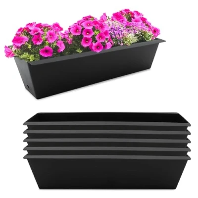 Afbeelding van Plantenbak inzetstuk voor Europallets 6 stuks / kunststof in antraciet bloembak, balkonbak, plantenbak.