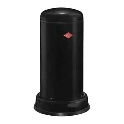 Afbeelding van Wesco Baseboy Afvalbak in de kleur zwart, gepoedercoat plaatstaal, 20 liter volume, metalen inzetstuk, ingebouwde demper, voetpedaal met rubberen loopvlak