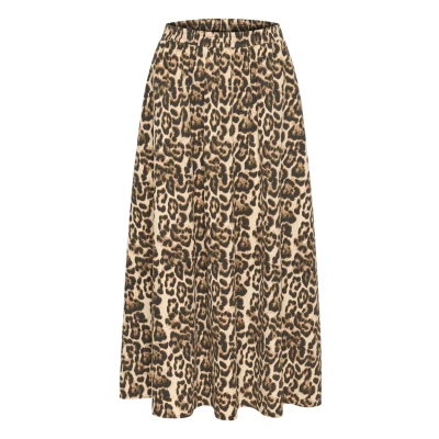 Afbeelding van Kaffe Kaleopra Maxirok, Dames, Maat: 34, Naturel leopard print