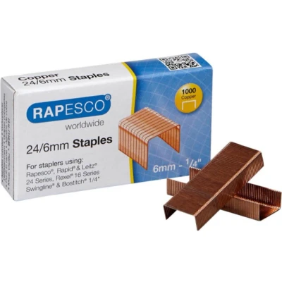 Afbeelding van Rapesco nietjes 24/6 koper 1000 stuks