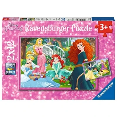 Afbeelding van Ravensburger puzzel In de wereld van Disney prinsessen 2x12 stukjes kinderpuzzel