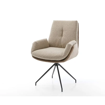 Afbeelding van DELIFE Draaistoel Clea Flex materiaalmix mud kruisframe conisch zwart 180 draaibaar