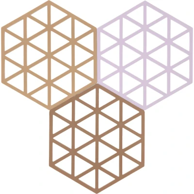 Afbeelding van Onderzetter Zone Denmark Triangles Light Terracotta / Lupine Almond 16 cm (3 delig)