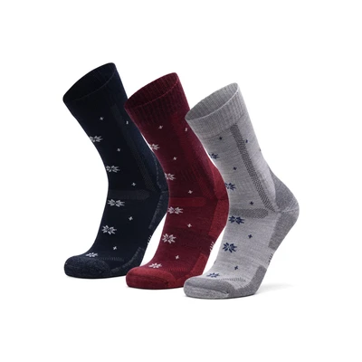 Afbeelding van DANISH ENDURANCE Wandelsokken met Merino Wol, Warme Wandelsokken, voor Dames &amp; Heren, 3 paar Meerkleurig (1xDonkerblauw, 1xDonkerrood, 1xLichtgrijs) 39 42