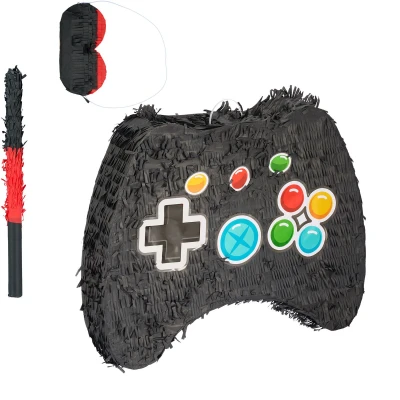 Afbeelding van Relaxdays piñata controller met stok en blinddoek zonder vulling 41x51x10 cm