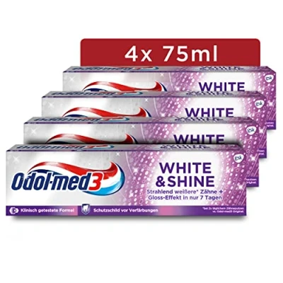 Afbeelding van Odol med3 tandpasta White &amp; Shine, whitening/tanden bleken, 4 x 75 ml