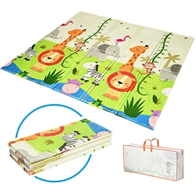 Afbeelding van COSTWAY Babyspeelmat, opvouwbaar, babymat, dubbelzijdig, kruipmat van XPE materiaal, kruipdeken, speeltapijt voor baby&#039;s, zuigelingen en peuters, 200 x 180 cm (groen)